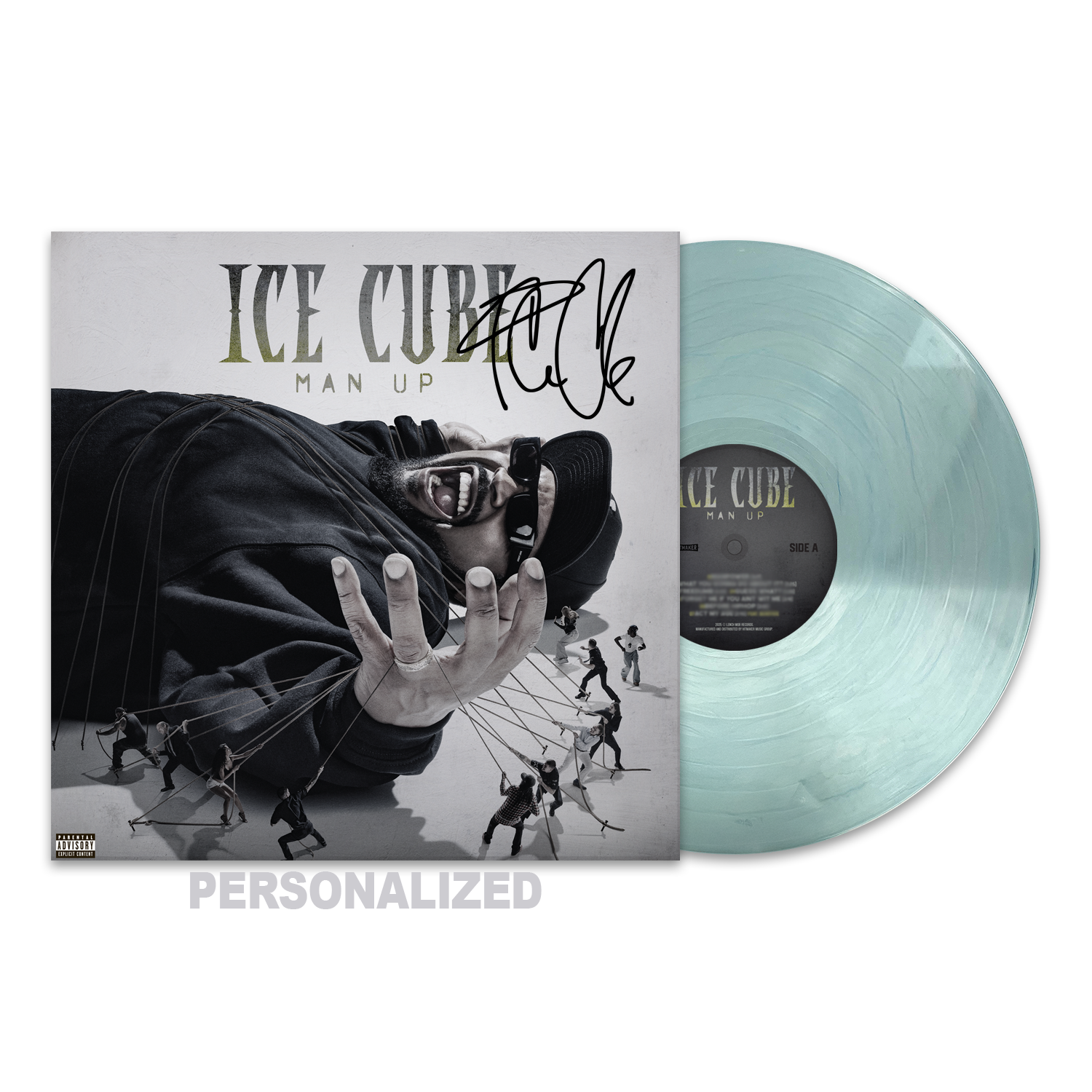 Man Up Personalized Autograph Vinyl - Clear Aqua