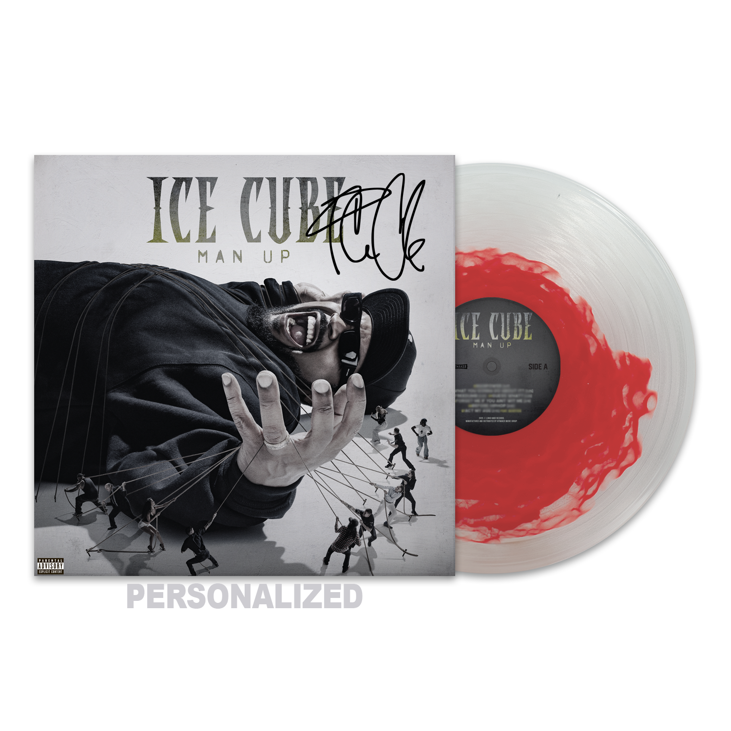 Man Up Personalized Autograph Vinyl - Clear with Red