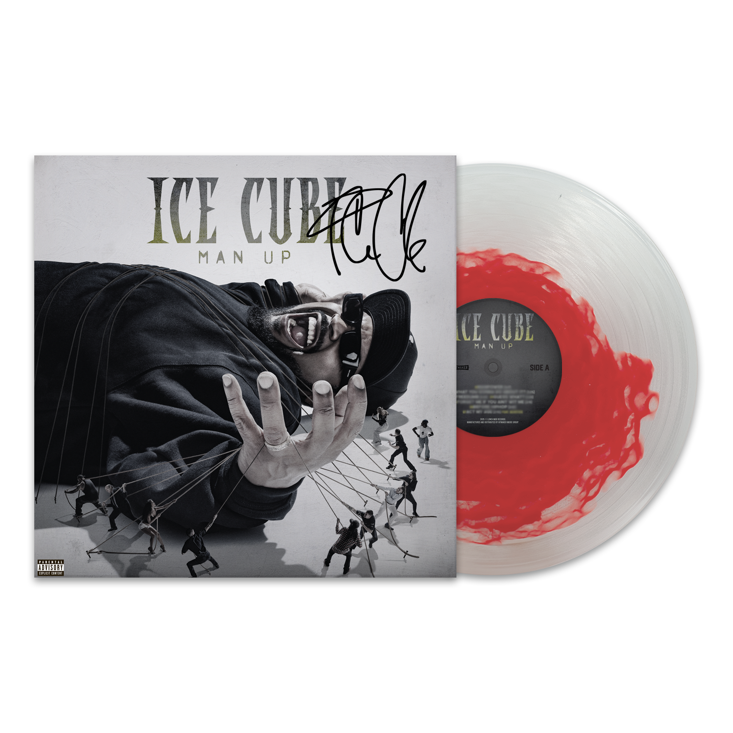 Man Up Autographed Vinyl - Clear with Red